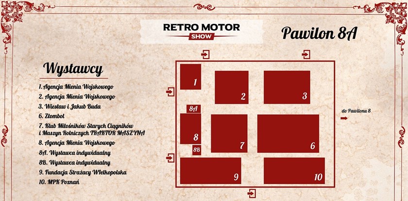Plan pawilonów Retro Motor Show 2022 - pawilon 8A